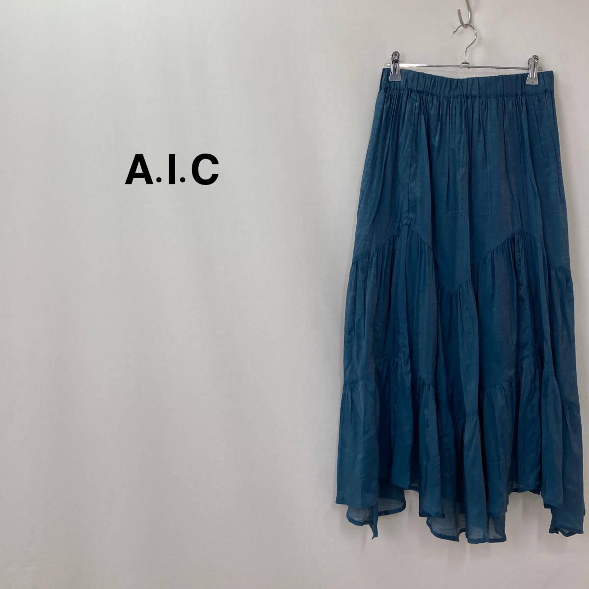 （F11-0616）A.I.C エーアイシー パネルスカート ブルー レディース_画像1