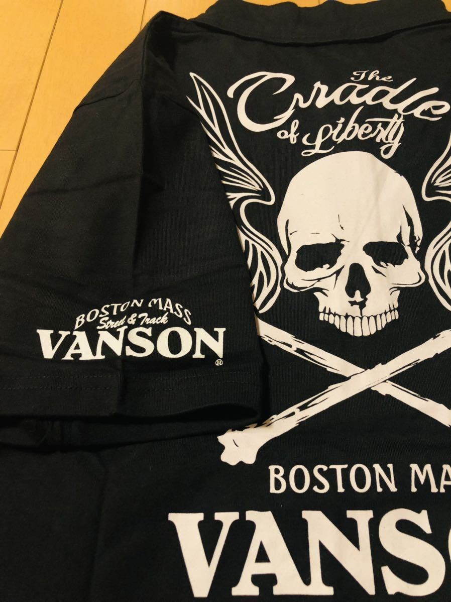 VANSON バンソン 半袖 ポロシャツ 黒/ブラック 両面両腕プリント XLサイズ 未使用_画像3
