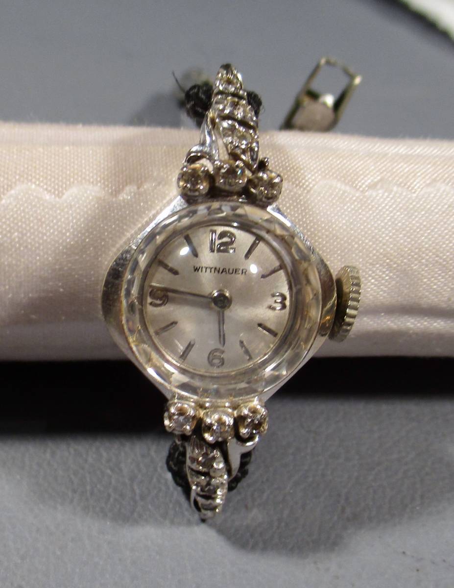 * Vintage 14KYG wit na- for lady wristwatch 