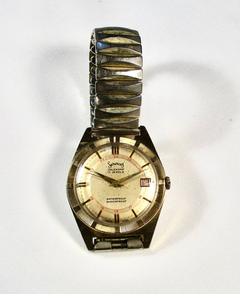☆ 金張　紳士用腕時計　手捲　暦付　1950年代