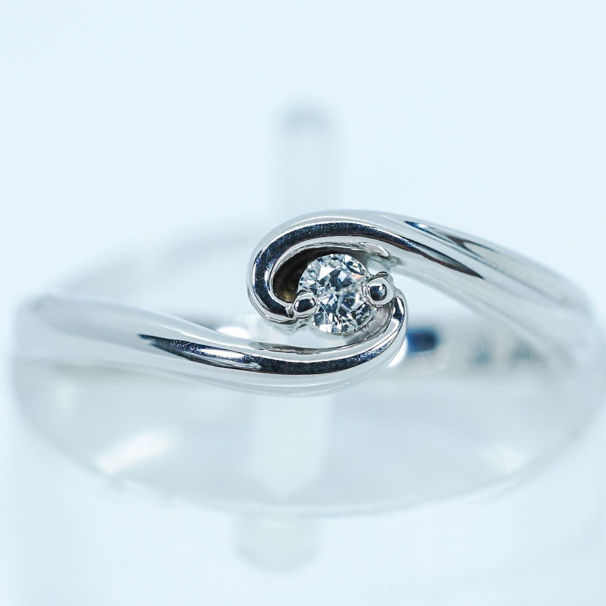 【D0.05ct】PWG9 K9 2.2g ♯9 ホワイトゴールド レディース ダイヤモンドリング Diamond Ring ユニセックス 指輪 仕上げ済_画像2