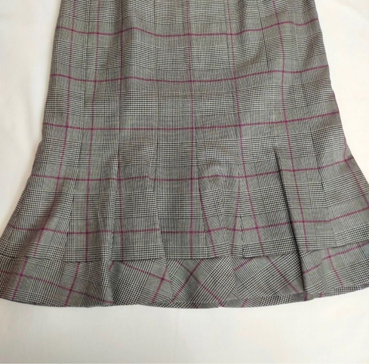 【美品】Le souk ルスーク ひざ丈スカート　スカート　チェック　サイズ38 日本製