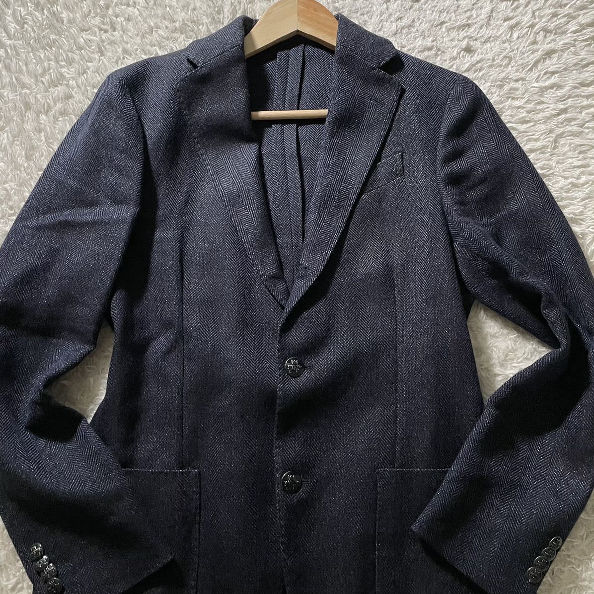 美品/Mサイズ○ラルディーニ リネン混 春夏テーラードジャケット