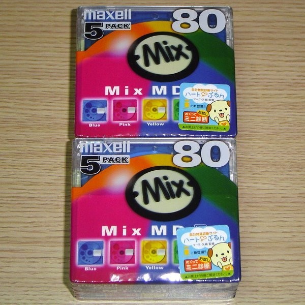 maxell Mix MD 80分録音用ミニディスク10枚未開封新品5色カラーMD