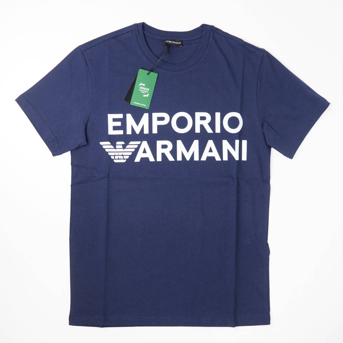 新品正規品 Emporio Armani エンポリオ アルマーニ SWIM 211831 3R479 クルーネック ブランド ロゴ Tシャツ ネイビー S