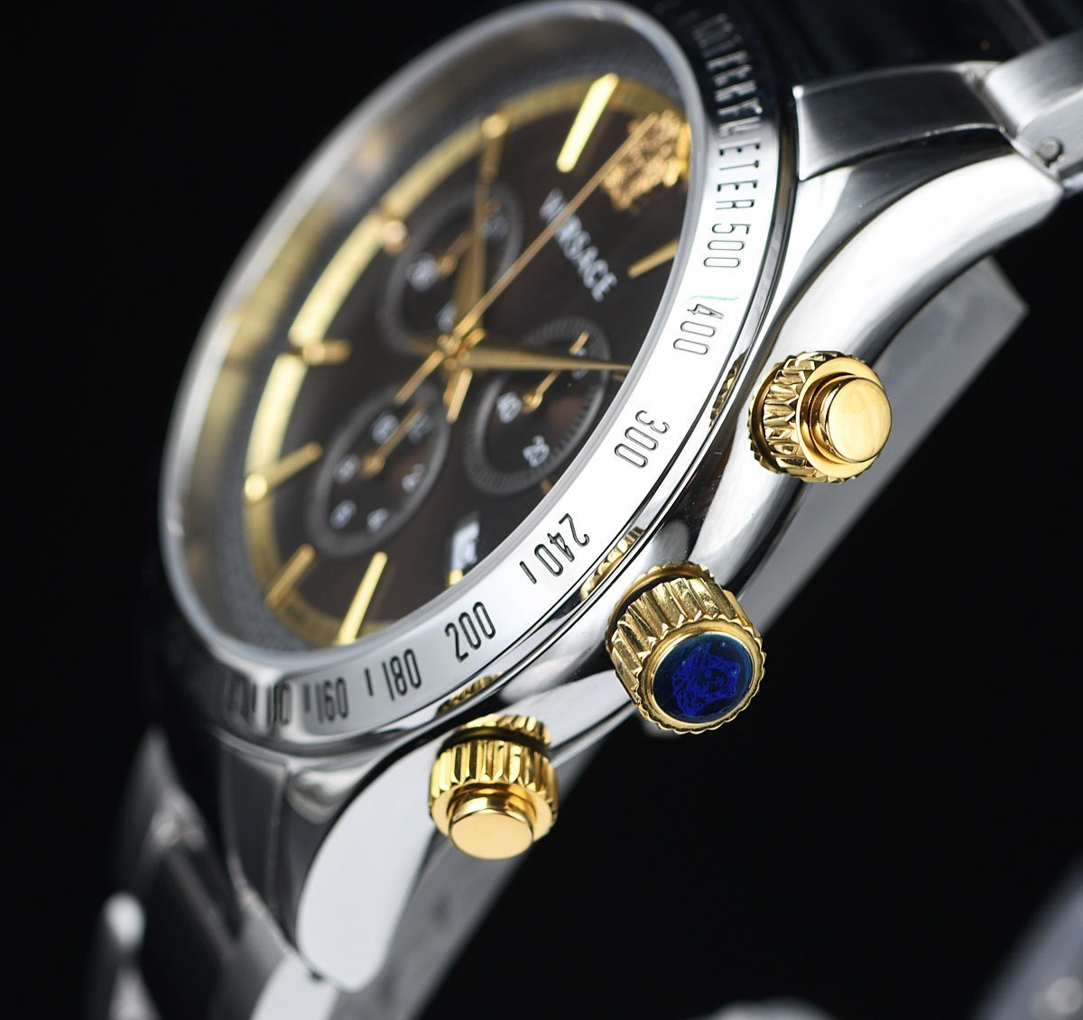 新品ヴェルサーチ VERSACE 高級スイス製クロノグラフ 50m防水 激レア