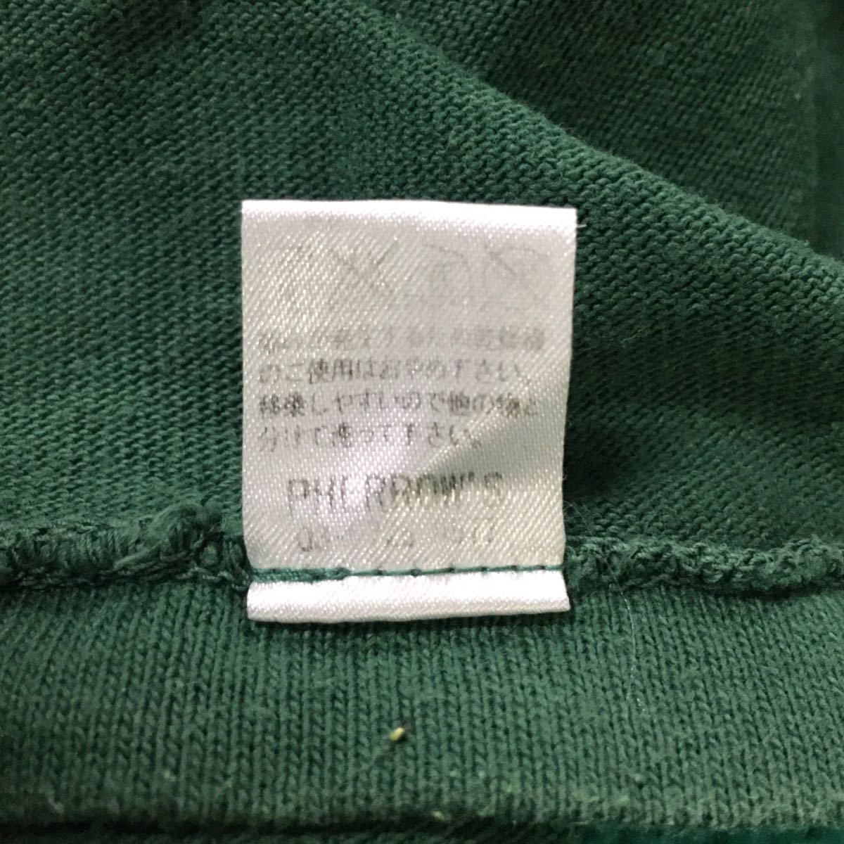 送料込 日本製 Pherrow's プリントT 緑 Lサイズ USED フェローズ メンズ 半袖 Tシャツ アメカジ 古着 made in japan_画像9