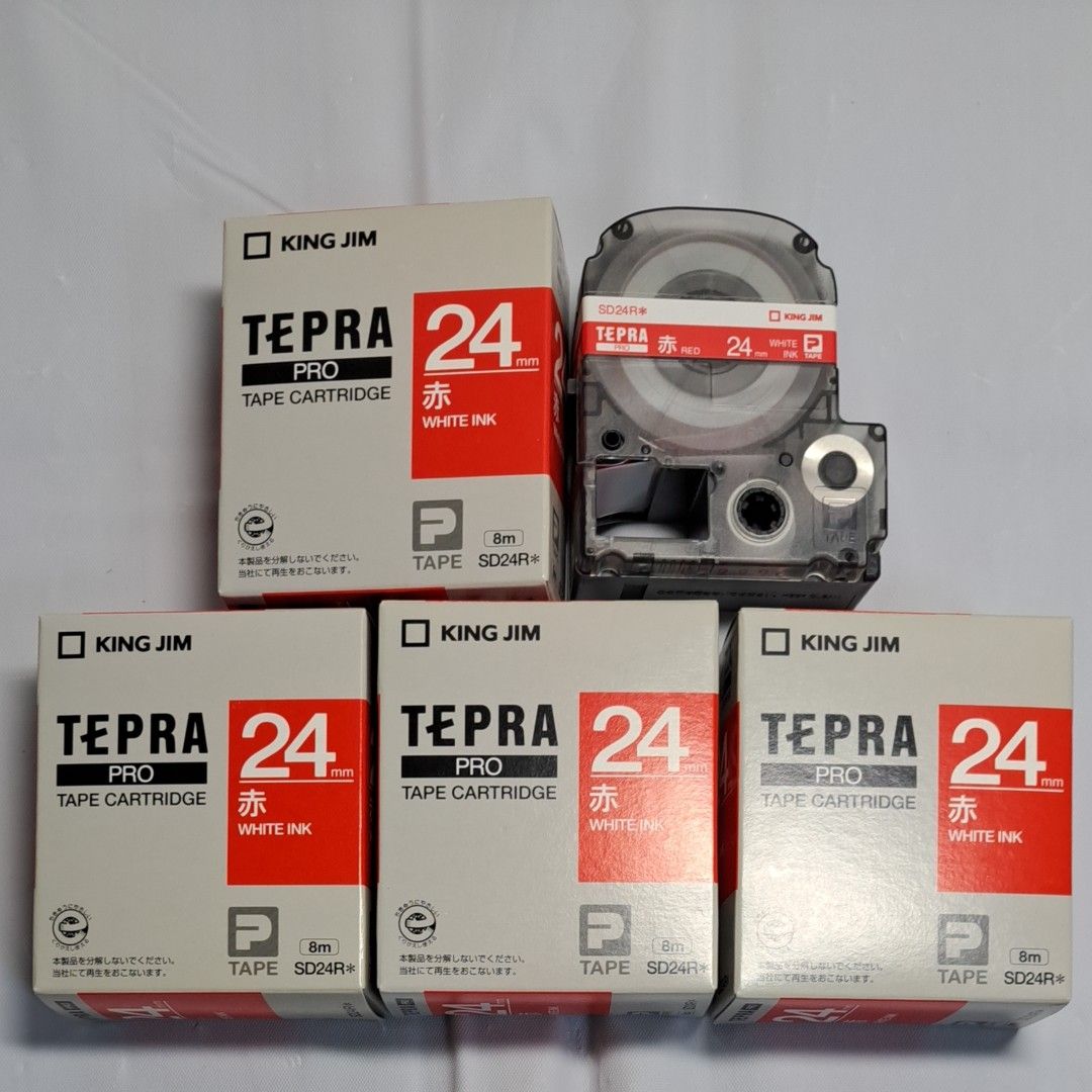 テプラ PROテープカートリッジ SD24R 24mm（ビビッド・赤・白文字）５
