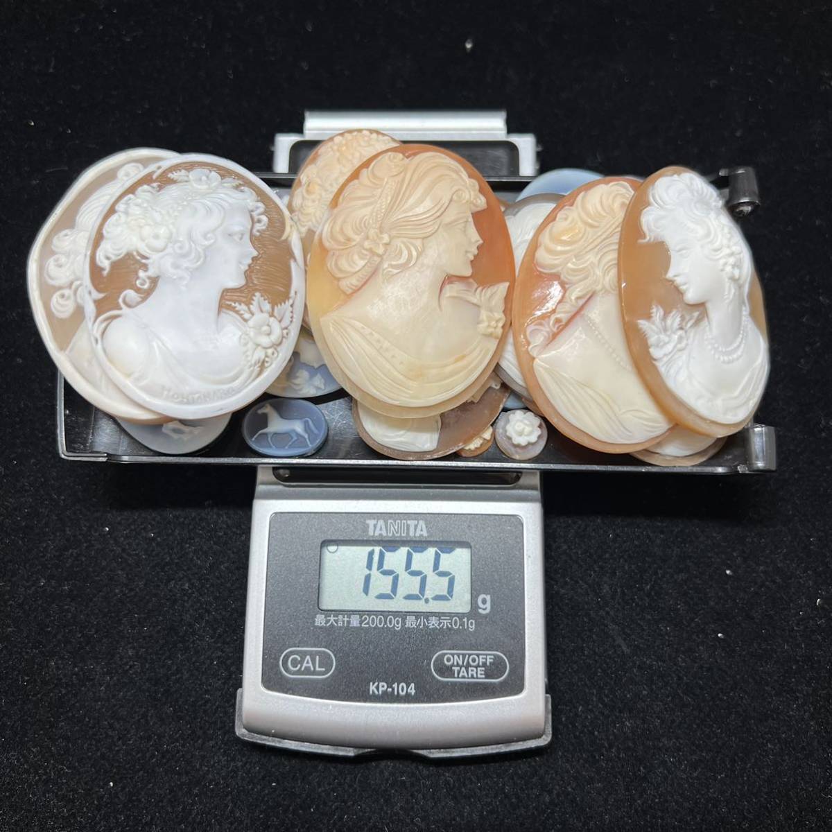 ［シェルカメオ メノウカメオまとめ］重量155.5g ルース 裸石 彫刻 貴婦人 shell CAMEO 宝石 ジュエリー jewelry アンティーク antiqueの画像4