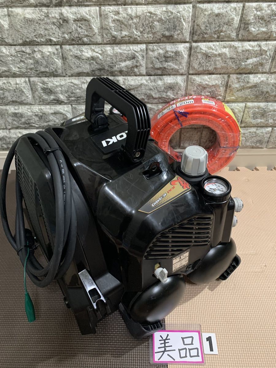 1) 美品 HiKOKI エアーコンプレッサー EC1245H3 新品エアーホース付き
