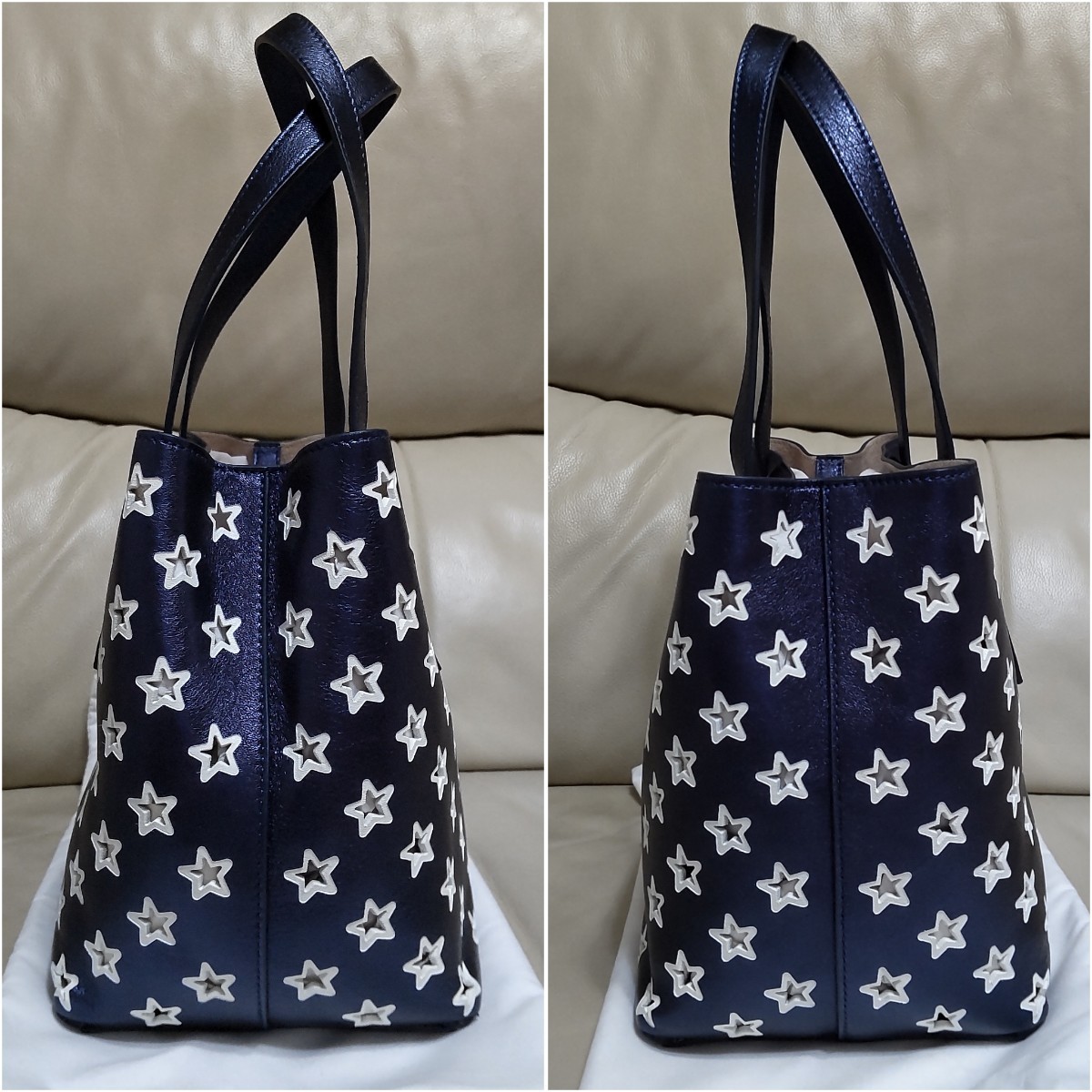 新品 JIMMY CHOO ジミーチュウ ハンドバッグ トートバッグ SOFIA/S ソフィアS ソフィアエス ネイビー スター パンチング スタッズ 星柄_画像4