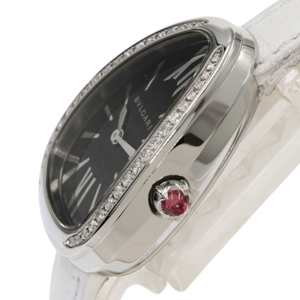 BVLGARI ブルガリ SP32BSDL セルペンティ ベゼルダイヤモンド 腕時計 ステンレススチール 革 ダイヤモンド レディース 中古_画像5