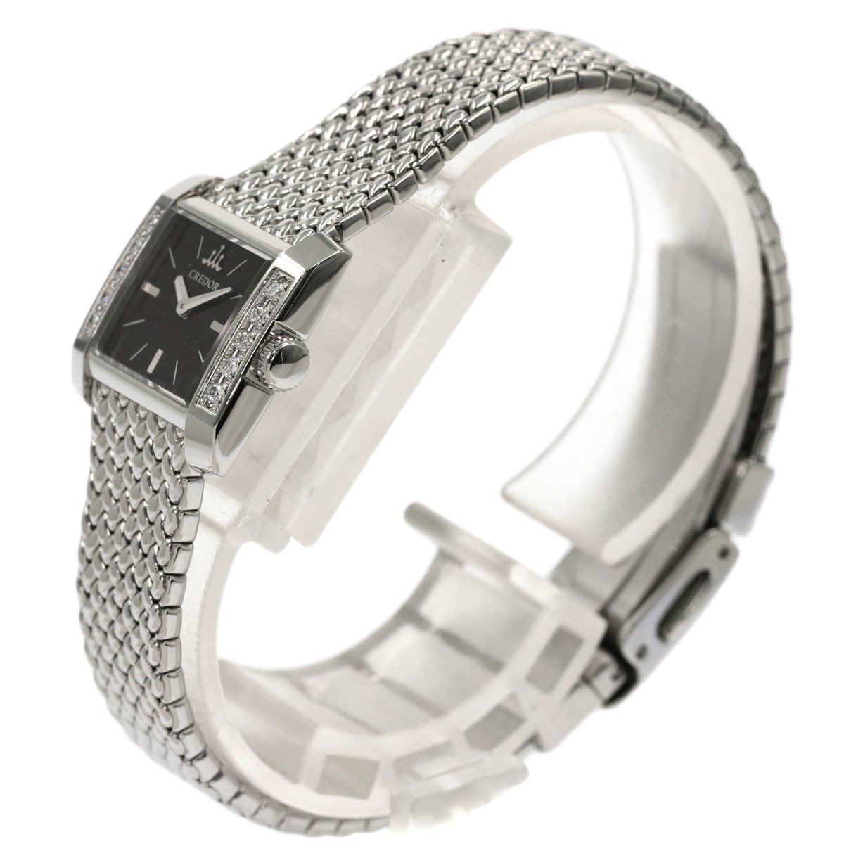 SEIKO セイコー GSTE909/1E70-0BY0 クレドール シグノ ダイヤモンド 腕時計 ステンレススチール SS レディース 中古_画像2