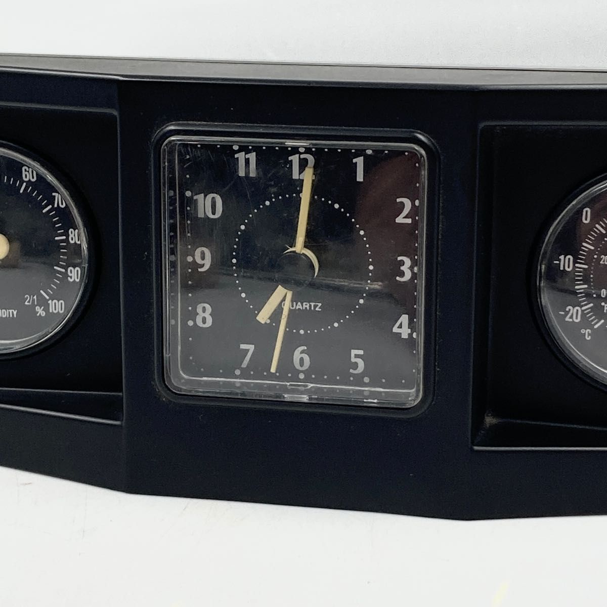 【動作確認済み】クォーツ 置き時計 アラーム付き 温度計 湿度計