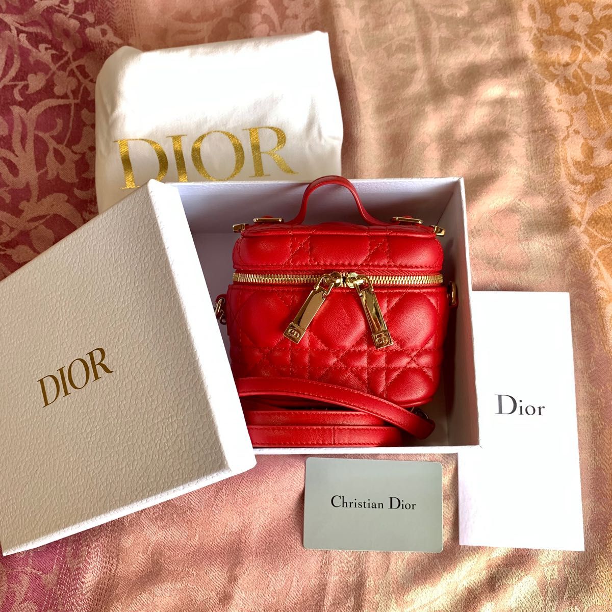 DIOR レディディオール マイクロヴァニティ レッド ゴールド金具 2way