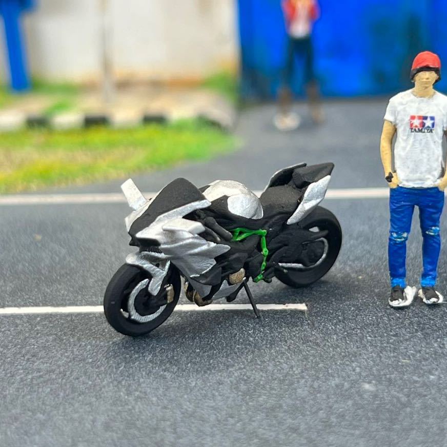 1/64 バイクフィギュア ジオラマ 模型 ZZ-266】1/64 スケール カワサキ Ninja H2R フィギュア バイク