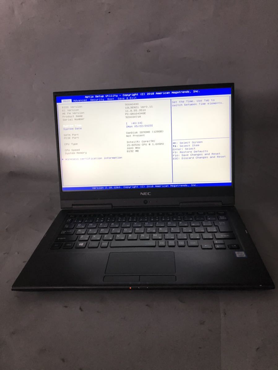 JXJK3039 [ Junk ]NEC LAVIE PC-GN16434GE/Core i5-8250U 1.80GHz/ память :8GB/SSD:128GB / работоспособность не проверялась /BIOS проверка settled / аккумулятор расширение 