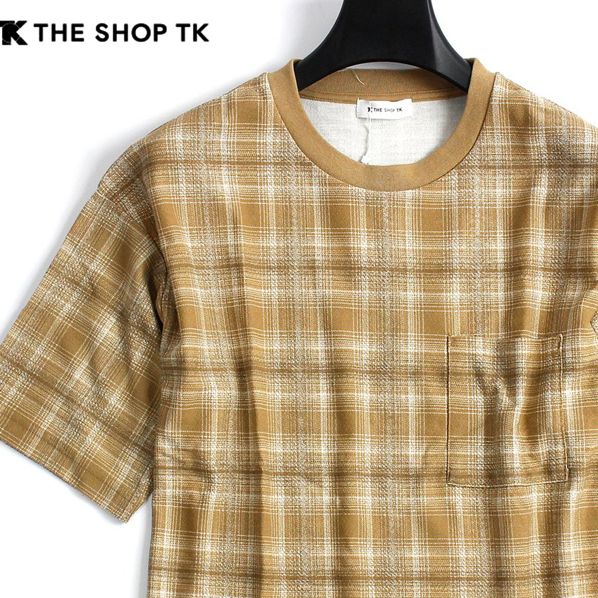 新品 タケオキクチ 抗菌防臭 吸水速乾 半袖 Tシャツ M オンブレチェック プルオーバー シャツ THE SHOP TK メンズ カジュアル ◆ TKSS14_画像1