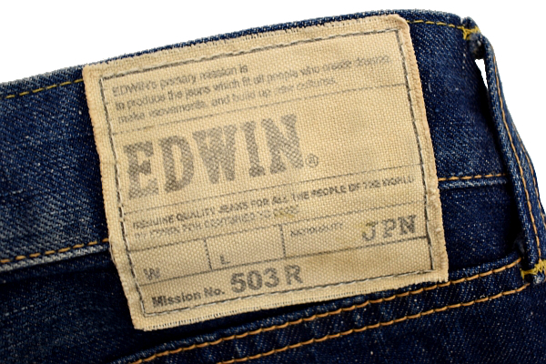 K-4115* beautiful goods *EDWIN Edwin 0503R 503* made in Japan color .. eminent ... length .. Vintage processing dark blue Denim strut jeans W-32