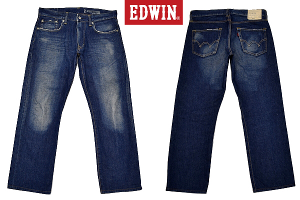K-4115* прекрасный товар *EDWIN Edwin 0503R 503* сделано в Японии цвет .. выдающийся ... длина .. Vintage обработка темно синий Denim распорка джинсы W-32