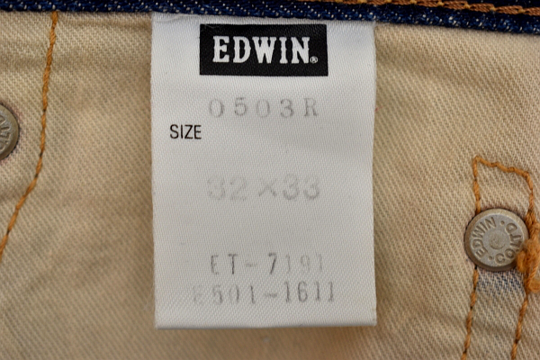 K-4115* прекрасный товар *EDWIN Edwin 0503R 503* сделано в Японии цвет .. выдающийся ... длина .. Vintage обработка темно синий Denim распорка джинсы W-32