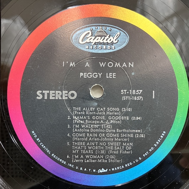●即決VOCAL LP Peggy Lee / I'm A Woman st1857 jv4437 米盤、艶中央ロゴ黒虹Stereo ペギー・リー_画像3