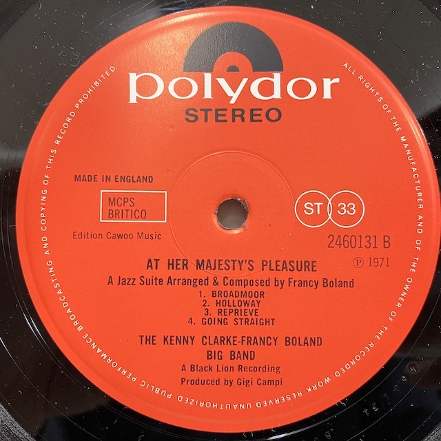 ●即決LP Kenny Clarke Francy Boland Big Band / At Her Majesty's Pleasure 2460131 ej3353 英オリジナル _画像3