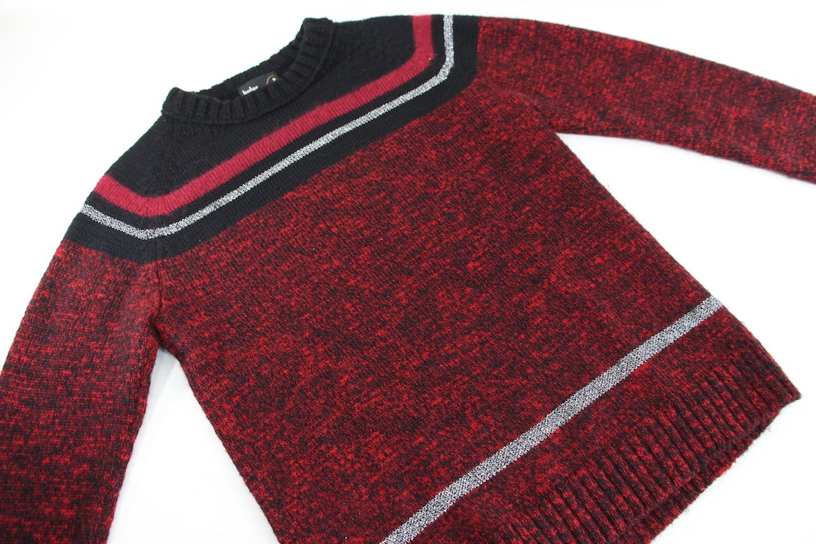 【高級品】kolor BECON ウール モヘヤ混 ニットセーター ５ レッド/ブラック 赤/黒 日本製 カーディガン カラー_画像4