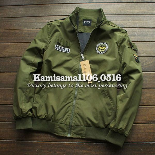 G484※XXXL→XXL程度★新品 春夏*Air Force*MA-1ワッペン 薄手 フライトジャケット ブルゾン ナイロン ジャンパーの画像1