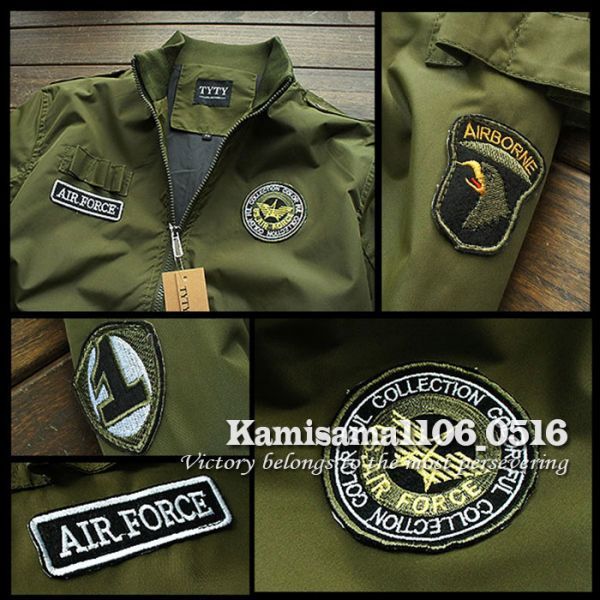 G484※XXXL→XXL程度★新品 春夏*Air Force*MA-1ワッペン 薄手 フライトジャケット ブルゾン ナイロン ジャンパーの画像3