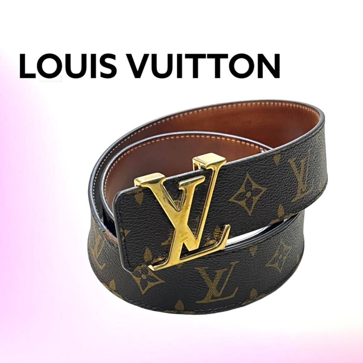 高級 LOUIS VUITTON ルイヴィトン サンチュール・LVイニシャル モノグラム キャンバス レザー ベルト M9608 メンズ