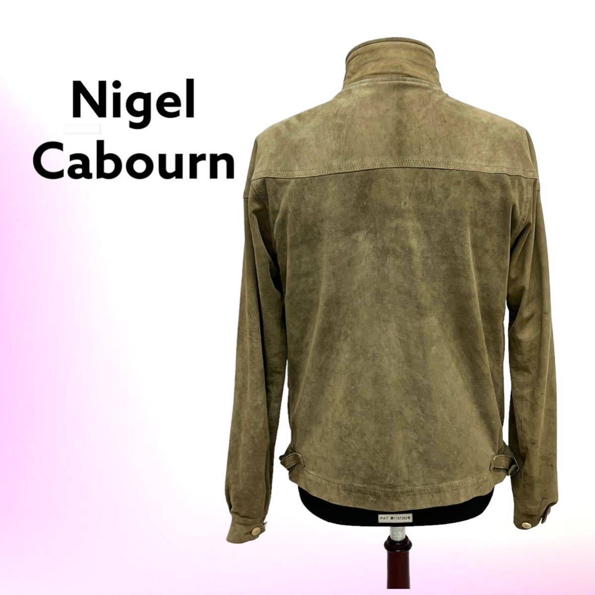 定価約15万 Nigel Cabourn ナイジェルケーボン 羊革 スエードレザー 裏地迷彩 シングルライダースジャケット メンズ 8036-00-90000