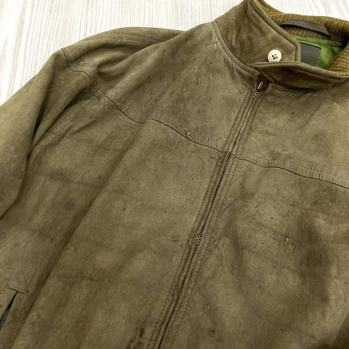 定価約15万 Nigel Cabourn ナイジェルケーボン 羊革 スエードレザー 裏地迷彩 シングルライダースジャケット メンズ 8036-00-90000