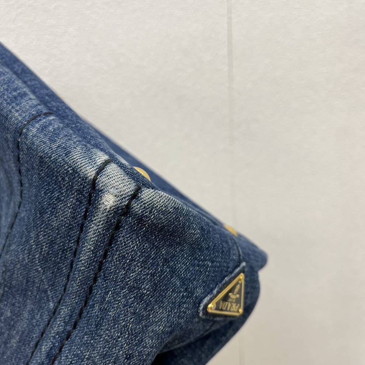 PRADA プラダ CANAPA カナパ 三角ロゴプレート付き ロゴ デニム トート