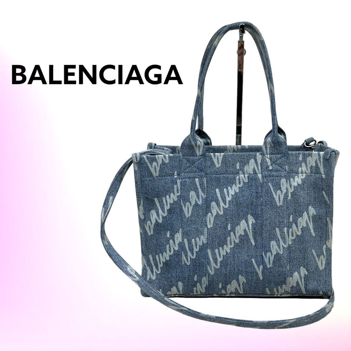 BALENCIAGA Balenciaga SCRIBBLE осветлитель Denim с ремешком .2way маленький большая сумка 671402 4760