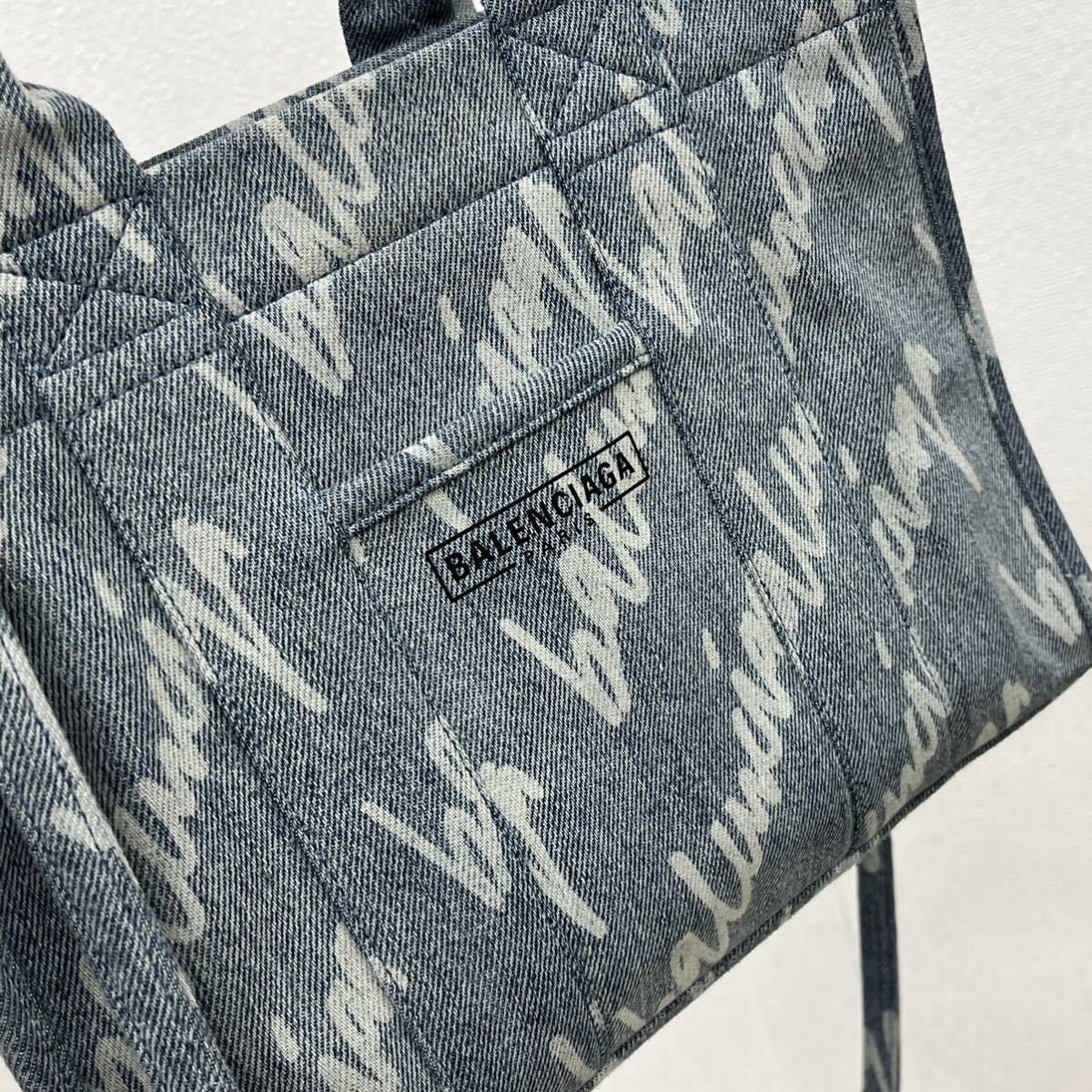 BALENCIAGA Balenciaga SCRIBBLE осветлитель Denim с ремешком .2way маленький большая сумка 671402 4760