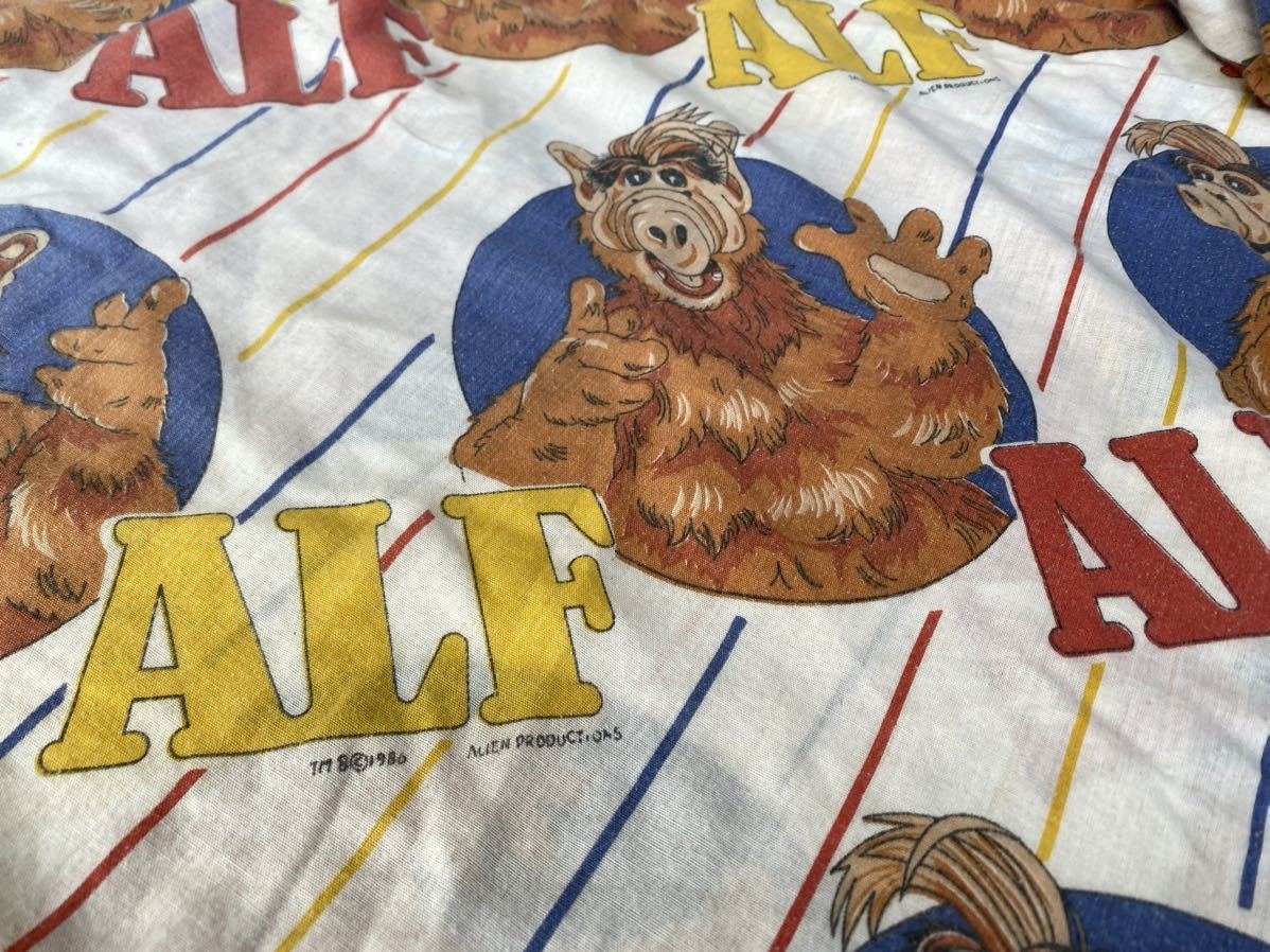 USAヴィンテージ ベッドシーツ リメイク生地 ボックスシーツ ALF アルフ ワーナー テレビドラマ 1986 アメリカ仕入 vintage 総柄 B1322_画像5