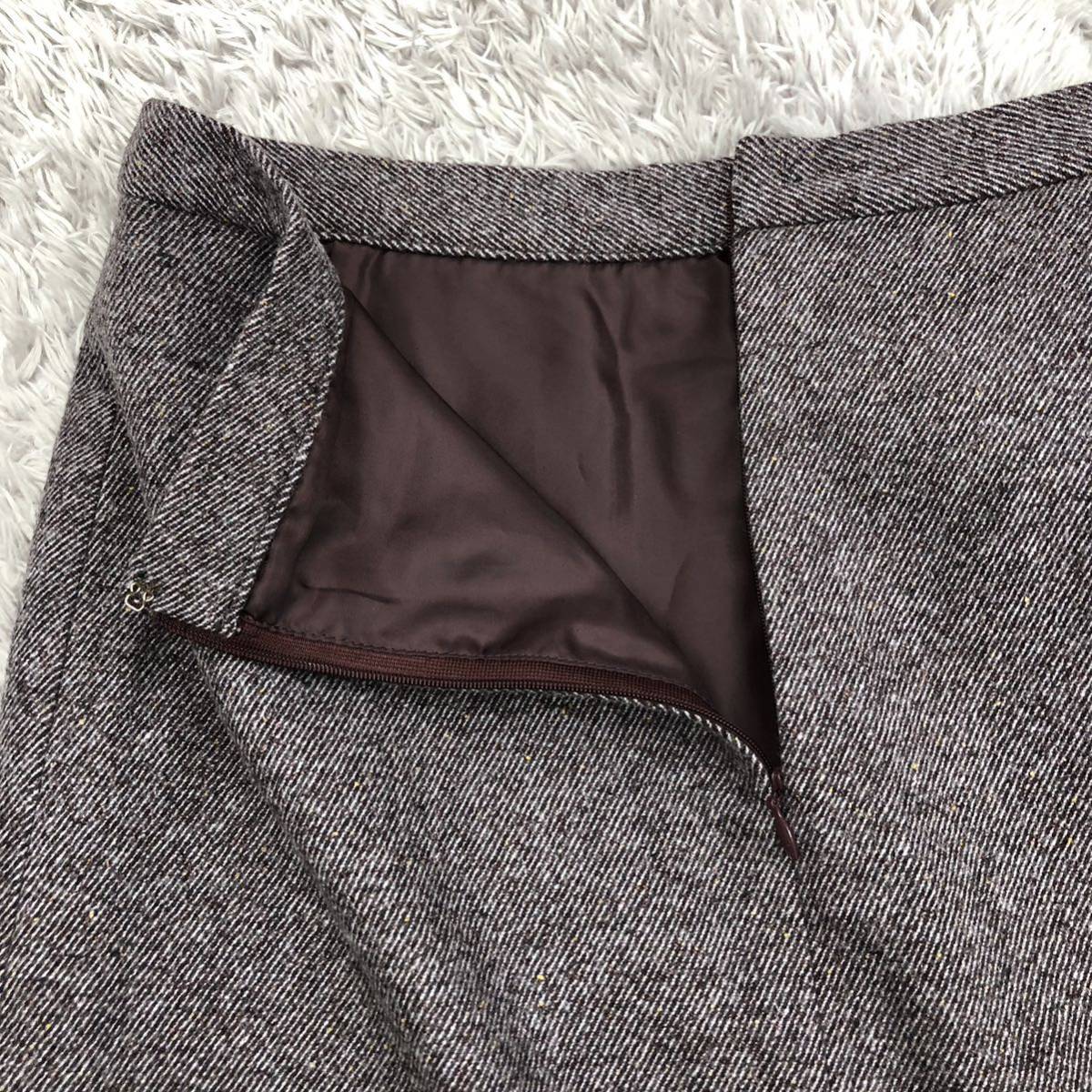 Calvin Klein カルバンクライン スカートスーツ セットアップ ウール ジャケット 総裏地 パープル系 紫 S ジャケット6 スカート4_画像9
