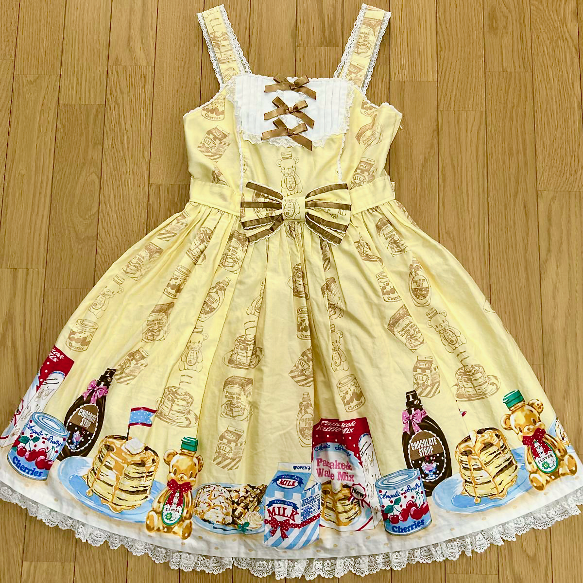 初販品】 Angelic Pretty Honey Cake切替ジャンパースカート（イエロー