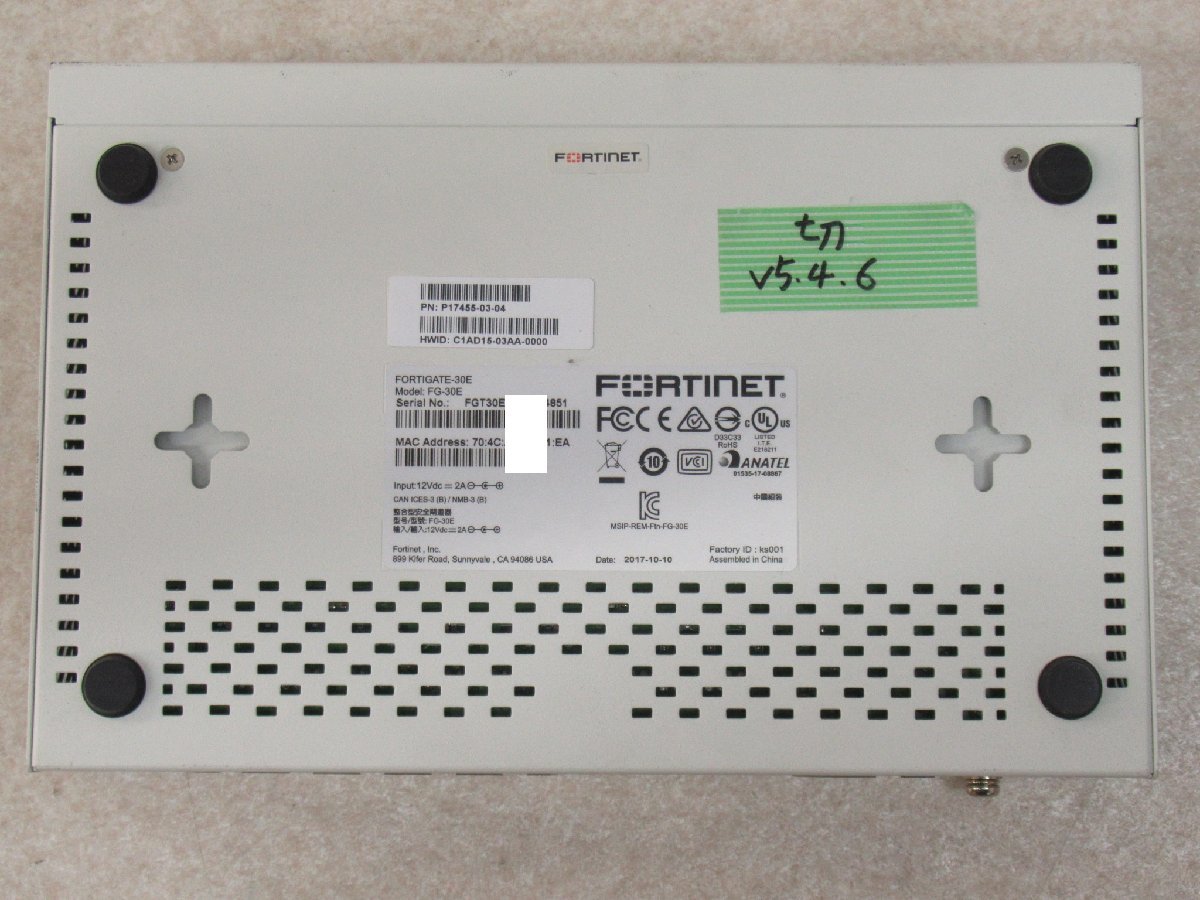 Ω x1# 13402# 保証有 Fortinet【 FG-30E 】ライセンス期限切れ FortiGate-30E UTM 領収書発行可・祝10000取引突破!_画像4