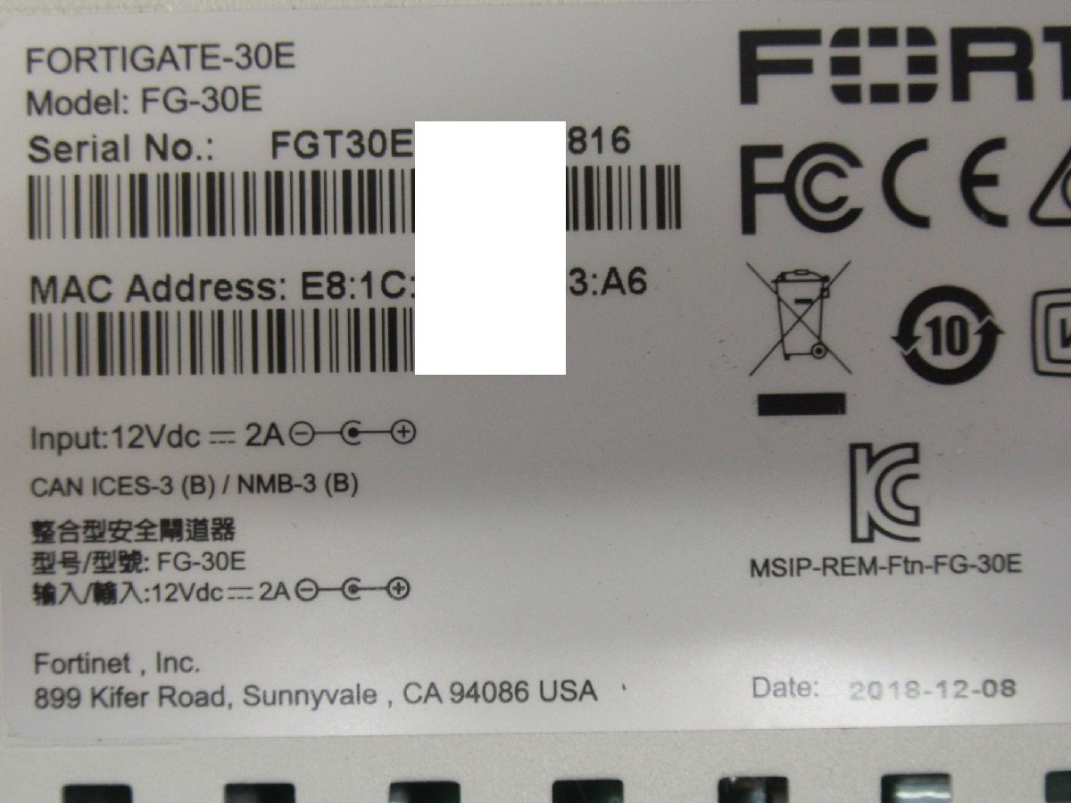 Ω x1# 13406# 保証有 Fortinet【 FG-30E 】ライセンス24年03月28日迄 FortiGate-30E UTM 領収書発行可・祝10000取引突破!_画像5