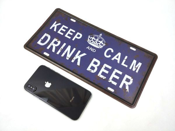 アメリカン風ブリキ看板ナンバープレート KEEP CALM DRINK BEER ビール_画像5