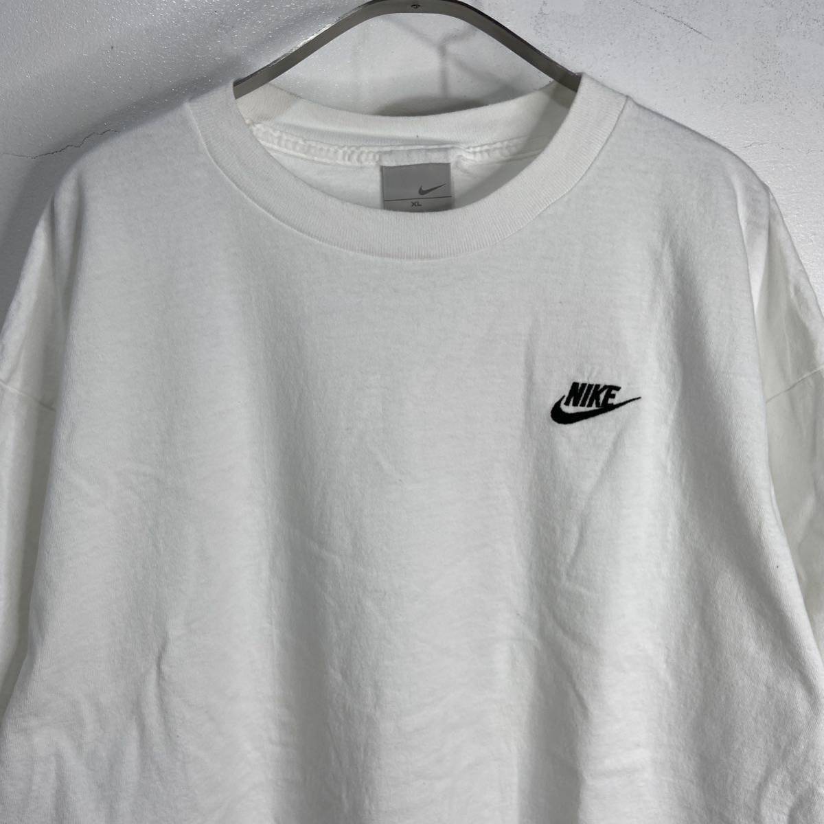 ☆送料無料☆ 00s☆NIKE☆ナイキ☆スウォッシュロゴTシャツ☆ワンポイント刺繍☆白☆XL_画像2