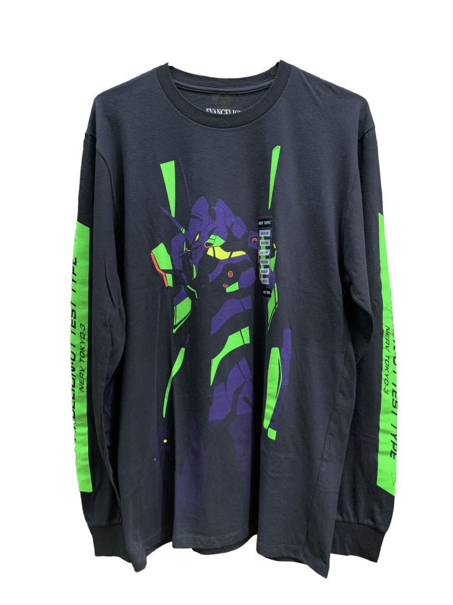 新品 エヴァンゲリオン L/S T-SHIRT 初号機 【 M 】 EVANGELION ロンTEE ブラック 黒 レア アメリカ企画　アニメTEE 袖プリント 未使用品_画像1