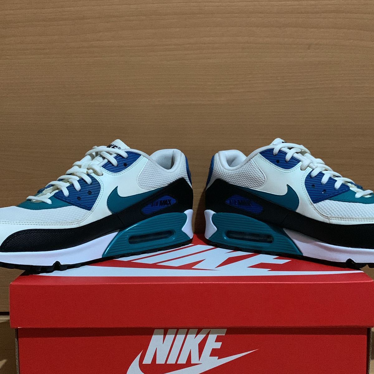送料無料 NIKE AIR MAX 90 ナイキ エアマックス ホワイト ブルー 28.5 cm 29 レディース モデル メンズ サイズ スニーカー シューズ