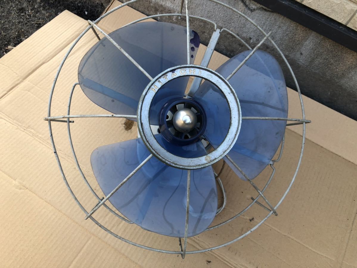 大型天井扇 HITACHI 扇風機 動作確認済みMODELA-894 羽根径40cmモデル 青羽根 ブルー レトロ アンティーク 天井扇風機