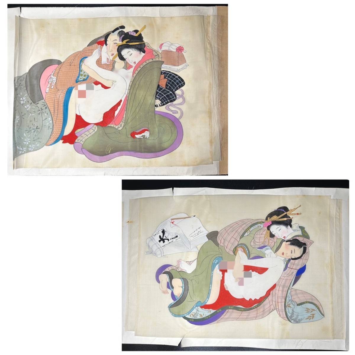 新作 江戸期 肉筆 絹本 細密 彩色 春画 全12図 枕絵 巻物 古画 日本画