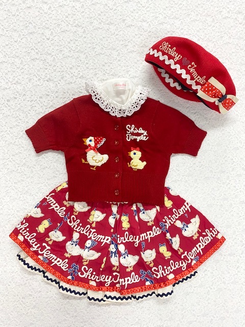 ◆シャーリーテンプル◆カーディガン◆アヒルひよこボーダーシリーズ◆110◆アカ◆新品タグ付き◆ShirleyTemple◆_画像1