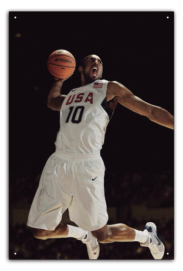 BKB06-コービーブライアント Kobe Bryant バスケ basketball ブラックマンバ NBA ロサンゼルス レイカーズ メタルプレート ブリキ板 模写_画像1