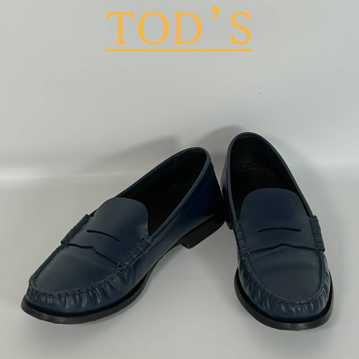 国内発送】 【良品】TOD'S トッズ 紺 コインローファー 革靴 女性用